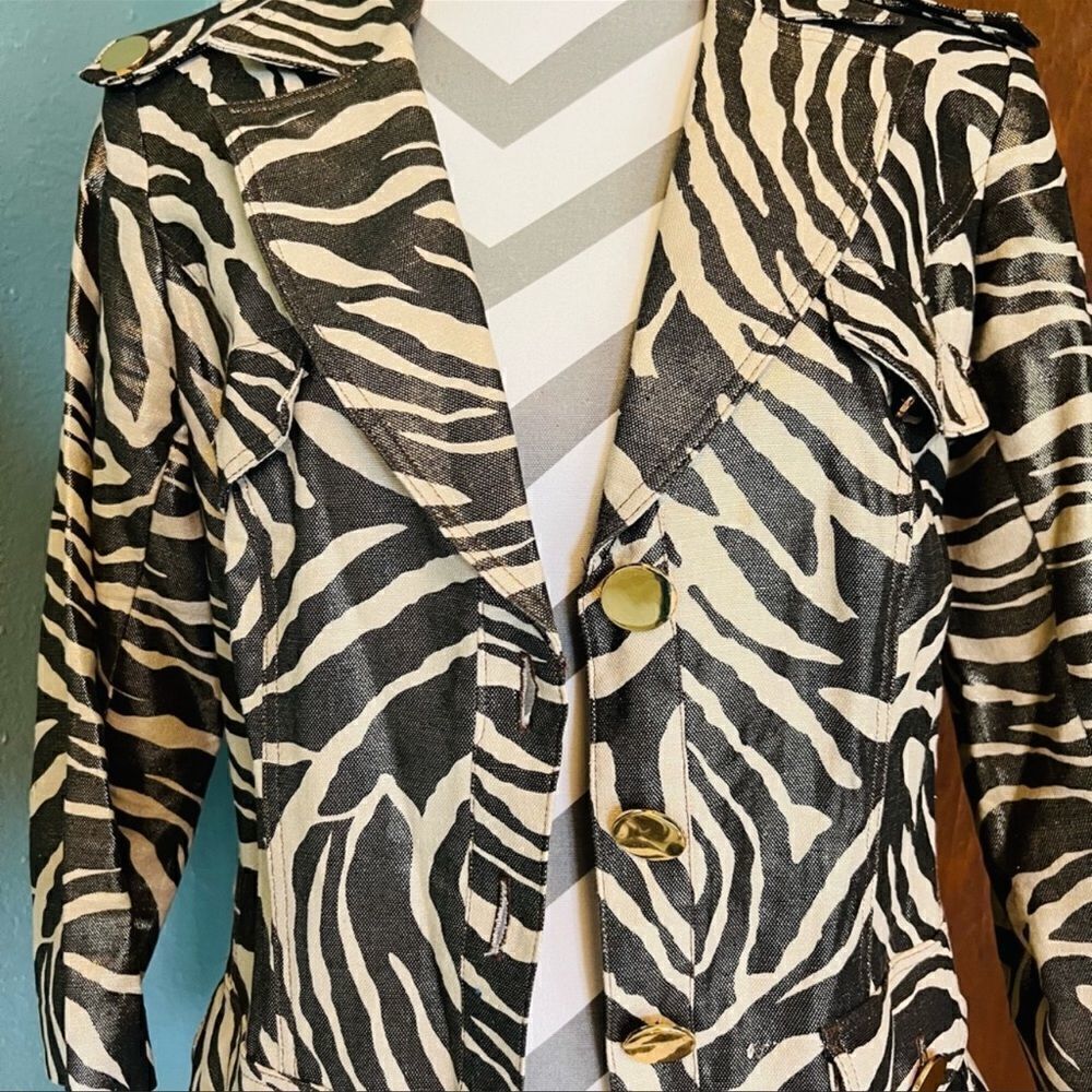 Cache Linen Blend Beige And Tan Belted Jacket - image 2